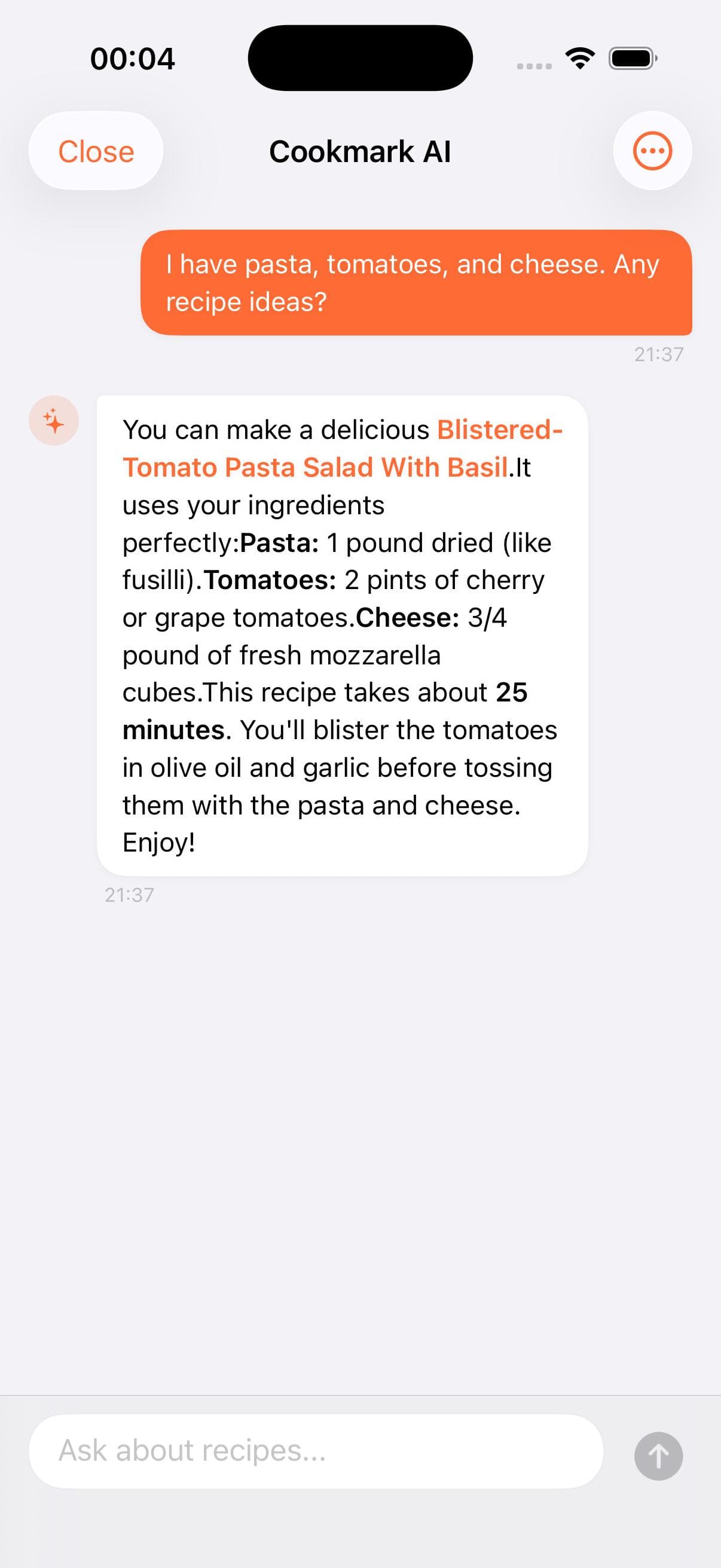 AI Cooking Assistant screenshot